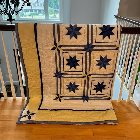 Star Quilt Hand Sewn and Machine Stitched 84" x 86" Homemade Plaid Polka Dot - Picture 3 of 16